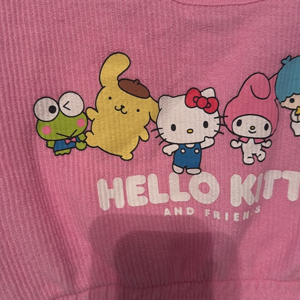 Sanrio Hello Kitty Pink Graphic Crop Top and Shorts - Picture 3 of 11